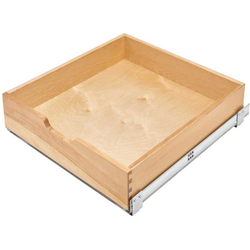  Pre-Assembled Bottom Mount Roll-Out Drawer with Blumotion Soft-Close Undermount Slides, 21" Width x 22-3/16" Length x 5-9/16" Depth, Light Brown