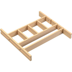 Trimmable Bottom Mount Pull Out Shallow Drawer Divider System For 21 to 24 Inch Cabinet Widths, Untrimmed Size 19-1/4" W x 2-3/8" H x 19-13/16" D, Light Brown
