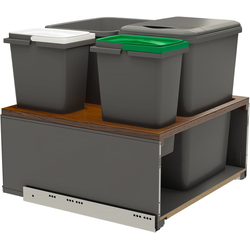22-1/2 Inch Width LEGRABOX Bottom Mount 35 Qt. Waste Container With BLUMOTION Soft-Close, Orion Gray