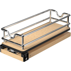 4-13/32 Inch Width Single-Tier Wide Wire Wall Upright Organizer With Pullout Mounting Plate, Light Brown
