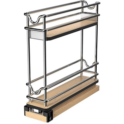 21% OFF 6 Inch Width Narrow 2-Tier Wire Basket Pull-Out Organizer, Light Brown