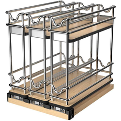 22% OFF 9 Inch Width Narrow 2-Tier Wire Basket Pull-Out Organizer, Light Brown
