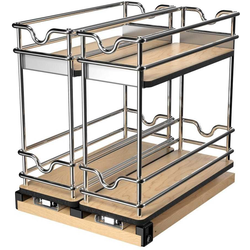 22% OFF 9 Inch Width Wide 2-Tier Wire Basket Pull-Out Organizer, Light Brown