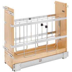 7-1/8 Inch Width Pullout Tray Divider/Foil Wrap Holder With Blumotion Soft-Close Slides, Light Brown