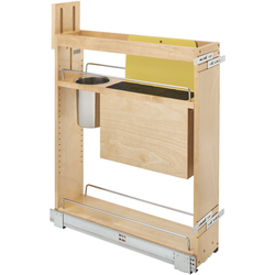 7-1/8 Inch Width Base Cabinet Organizer With Knife Block and Soft-Close, Minimum Cabinet Opening Width 7-1/8 Inch, Light Brown
