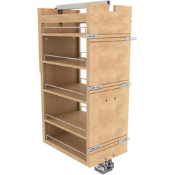 Wood 5-Shelf Pantry Pull-Out Organizer, 14" Width x 43-21/32" to 52-21/32" Height with Heavy-Duty Fulterer Bottom-Mounted Soft-Close Slides, Light Brown