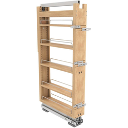  Wood 5-Shelf Pantry Pull-Out Organizer, 5" Width x 43-21/32" to 52-21/32" Height with Heavy-Duty Fulterer Bottom-Mounted Soft-Close Slides, Light Brown