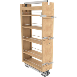  Wood 5-Shelf Pantry Pull-Out Organizer, 8" Width x 43-21/32" to 52-21/32" Height with Heavy-Duty Fulterer Bottom-Mounted Soft-Close Slides, Light Brown