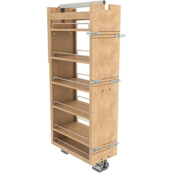 Wood 6-Shelf Pantry Pull-Out Organizer, 11" Width x 51-21/32" to 60-21/32" Height with Heavy-Duty Fulterer Bottom-Mounted Soft-Close Slides, Light Brown 