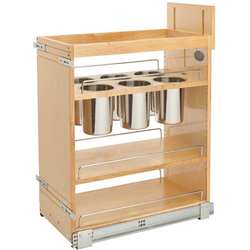  Soft-Close 3-Bin Pullout Utensil Organizer for Minimum Cabinet Opening: 11-1/2" Width x 21-3/4" Depth x 25-5/8" Height, Bottom-Mount, Clearcoat Wood Finish 