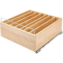 20-1/2 Inch Width Wood Bottom Mount Casserole Dish Organizer, Light Brown