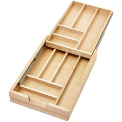 2-Tier Cutlery Replacement Drawer With BLUMOTION Soft-Close Concealed Slides For 15" Width x 4-1/2" Height Minimum Drawer Openings , Light Brown 