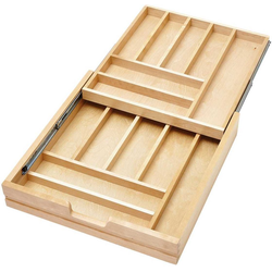  2-Tier Cutlery Replacement Drawer With BLUMOTION Soft-Close Concealed Slides For 21" Width x 4-1/2" Height Minimum Drawer Openings , Light Brown 