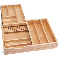  2-Tier Cutlery Replacement Drawer With BLUMOTION Soft-Close Concealed Slides For 27" Width x 4-1/2" Height Minimum Drawer Openings , Light Brown 