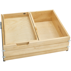 27 Inch Width Wood Base Cabinet 2-Tier Replacement Deep Drawer System With Soft-Close, Light Brown