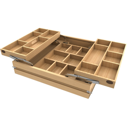 MAXX Replacement Tiered Drawer Organizer for 21 Inch Cabinet Opening Widths, Soft-Close Undermount Slides Included, Light Brown 