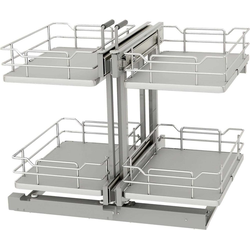 Rev-A-Shelf 53PSPE-15SC-GR, Elite 2-Tier Non-Handed (Hinged L or R) Soft-Close Blind Corner Organizer for 15" Minimum Opening Width x 23-3/4" Minimum Height, Floor-Mounted, Gray