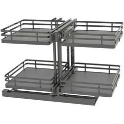 Rev-A-Shelf 53PSPE-18SC-FOG, Elite 2-Tier Non-Handed (Hinged L or R) Soft-Close Blind Corner Organizer for 18" Minimum Opening Width x 23-3/4" Minimum Height, Floor-Mounted, Orion Gray