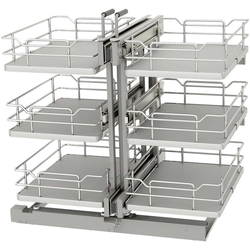 Rev-A-Shelf 53PSPE3-15SC-GR, Elite 3-Tier Non-Handed (Hinged L or R) Soft-Close Blind Corner Organizer for 15" Minimum Opening Width x 26-1/2" Minimum Height, Floor-Mounted, Gray