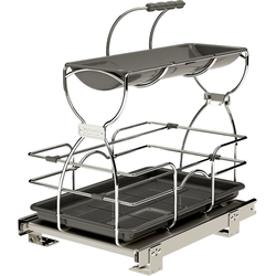 11-7/8 Inch Width Bottom Mounted Undersink Cleaning Caddy, Silver