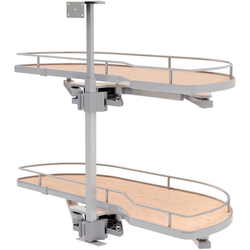 35-1/2 Inch Width Girasolo Floor/Front Stile Mounted or Floor/Ceiling Mounted Blind Left With Chrome Rails, Light Brown