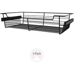 26% OFF 24 Inch Width x 5-3/8 Inch Height Pullout Closet Baskets, 3 Pack, Black