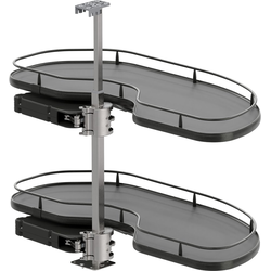 Cornerstone Maxx 2 Tray Blind Corner Swing-Out Organizer, Blind Left, Scalea Style, Min Opening W 12" Face Frame / 14-1/4" Frameless, Inst H 25-9/16" to 33-3/16", Carbon Steel Gray