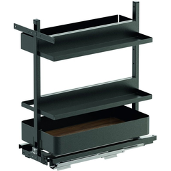 26 Inch Installation Height VS SUB Pantry Flex Spice Configuration Base Pullout for 12 Inch Cabinet Opening Width, Planero Shelf Style, Carbon Steel Gray / Walnut