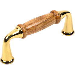 21% OFF Windsor Premium Solid Brass -Pull -3 Inch cc, Polished Brass/Medium Oak