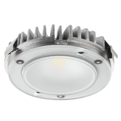 Loox 2059 LED Modular Puck Light, 5000K Cool White, 12V/1.8W each, 2-5/16 Inch Diameter Drill Hole, Medium/Low Intensity 225 Im/m, Wire Lead and Trim Ring Sold Separately, Aluminum