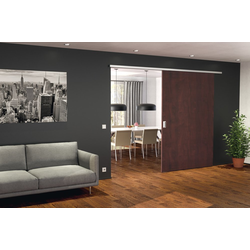 Junior 100B Series Top Mounted Pocket Door Set Without Track For 27 to 59" Width Doors With Push To Open and SoftStop, Door Thickness 1-3/8 to 3-3/8", up to 157" Height, and up to 220 Lbs Weight Capac