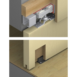 Junior 120/A Top Mounted Pocket Door Set Without Track For 27 to 59" Width Doors With Push To Open and SoftStop, Door Thickness 1-3/8 to 3-3/8", up to 157" Height, and up to 264 Lbs Weight Capacity