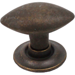 Rio 1-3/16 Inch Zinc Die Cast Oval Knob, Weathered Brass