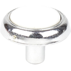 Yaletown 1-1/4 Inch Zinc Die Cast Knob, Polished Chrome / White Ceramic