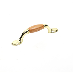 Yaletown 3 Inch Zinc Die Cast Pull, Polished Brass / Medium Oak