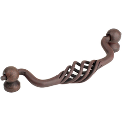 Orleans 4 Inch Wrought Iron Bail Pull, Natural Rust