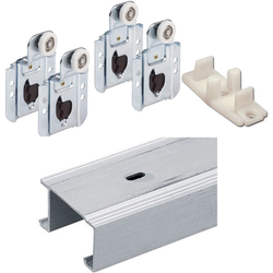 Top Line Grant 6000 Series 48" Length Side Mounted Bypass Sliding Door Hardware Set For 3/4" Thickness Doors, Track Included, 50 Lbs Max. per Door, Track Included