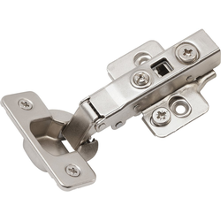  Amerock 2-Pack Self-Close Full Overlay Hinges (2) and Frameless Style Mounting Plates (2) including Screws, 105 Degree Opening Angle, Nickel 