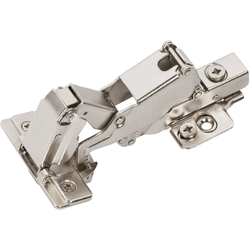 Amerock 2-Pack Set Self-Close Full Overlay Hinges (2) and Frameless Style Mounting Plates (2) including Screws, 165 Degree Opening Angle, Nickel 