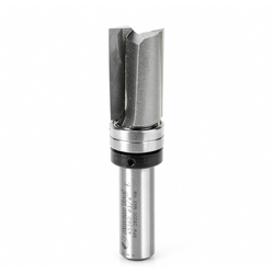 Amana 45360 Carbide Ball-Bearing 2 Flute Straight Plunge and Templating Router Bit, 3/4" Cutting Edge Diameter x 1-1/4" Length, 1/2" Diameter Shank x 3-1/4" Overall Length