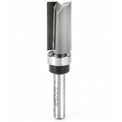 Amana 45460 Carbide Ball-Bearing 2 Flute Plunge and Templating Router Bit, 1/2" Cutting Edge Diameter x 1" Length, 1/4" Diameter Shank x 2-1/2" Overall Length