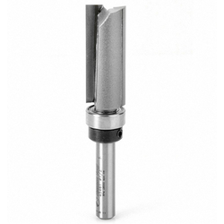 Amana 45461 Carbide Ball-Bearing 2 Flute Plunge and Templating Router Bit, 1/2" Cutting Edge Diameter x 1-1/4 Length, 1/4" Diameter Shank x 2-3/4" Overall Length