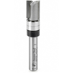Amana 45475 Carbide Ball-Bearing 2 Flute Plunge and Templating Router Bit, 3/8" Cutting Edge Diameter x 1/2" Length, 1/4" Diameter Shank x 2" Overall Length