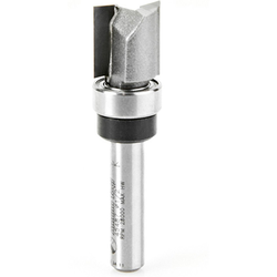 Amana 45487 Carbide Ball-Bearing 2 Flute Plunge and Templating Router Bit, 1/2" Cutting Edge Diameter x 1/2" Length, 1/4" Diameter Shank x 2" Overall Length