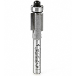 Amana 47102 Carbide Ball-Bearing 2 Flute Flush Trim Router Bit, 1/2" Cutting Height, 2-1/8" Overall Length, 1/4" Diameter Shank,