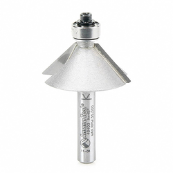 Amana 49400 Carbide Ball-Bearing 2 Flute 45 Degree Chamfer Router Bit, Cutting Edge 5/8" Length, 1-1/4" Diameter, 1/4" Diameter Shank x 2" Overall Length