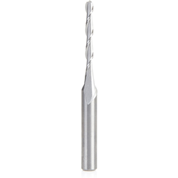 Amana 46512 Solid Carbide Up-Cut 2 Flute Spiral 1/4" Shank Router Bit, 2-1/2" Length, 1/16" Radius/1/8" Diameter