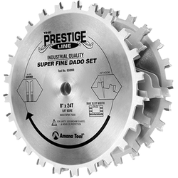 Amana Prestige Stackable Dado Table Saw 8" Diameter 24 Tooth Carbide Tip Blade Set for Plywood, Hardwood, Melamine and Laminate Surfaces