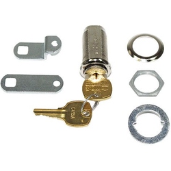 CompX 8055 Disc &amp; Tumbler Cam Lock, 90 Degree Cam Turn, Flush/Lipped/Overlay, 1-7/16" Cylinder Length, 1-1/8" Max. Door Thickness, Keyed Alike, 3/4" Mounting Hole, Master Keyed #346, Bright Nickel