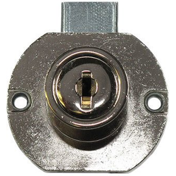 CompX 8703 Deadbolt Drawer Lock, 15/16" Cylinder Length, 15/16" Material, 7/8" Diameter Installation Hole, Keyed Alike #413, Bright Nickel